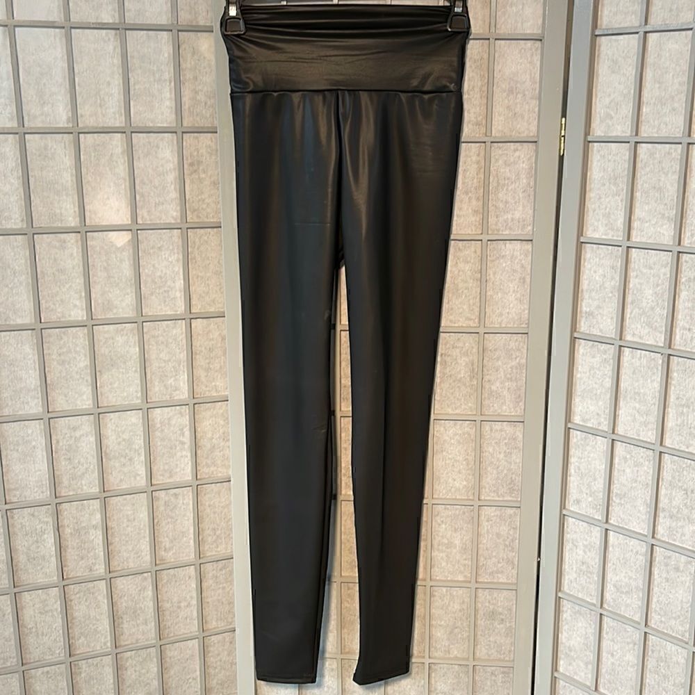 Faux leather leggings, XS Black